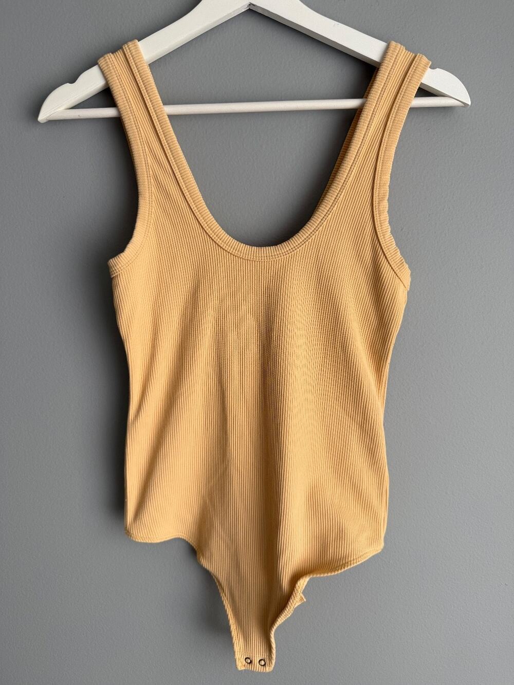 Abercrombie & Fitch Soft Collection Women Bodysuit Size S Butter Yellow Ribbed